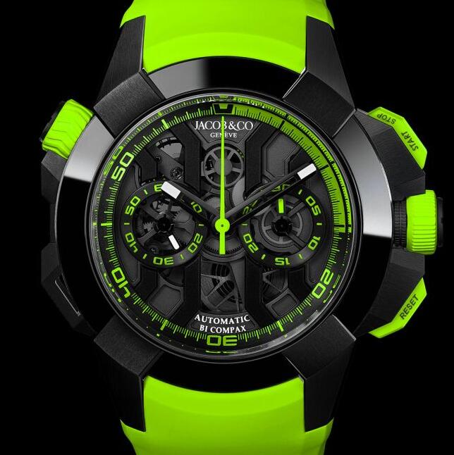 Replica Jacob & Co. EPIC X CHRONO BLACK TITANIUM GREEN watch EC313.21.SB.BG.C price
